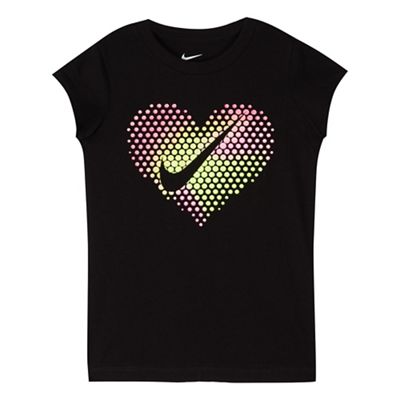Nike Girls' black pop heart swoosh shirt